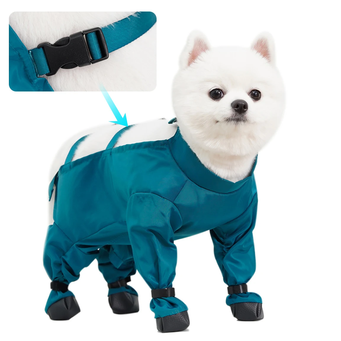 

Waterproof Four Legged Around The Belly Dog Raincoat Pet Dirt-proof Adjustable Buckle Rain Coat Outdoors Rainwear for Small Dogs