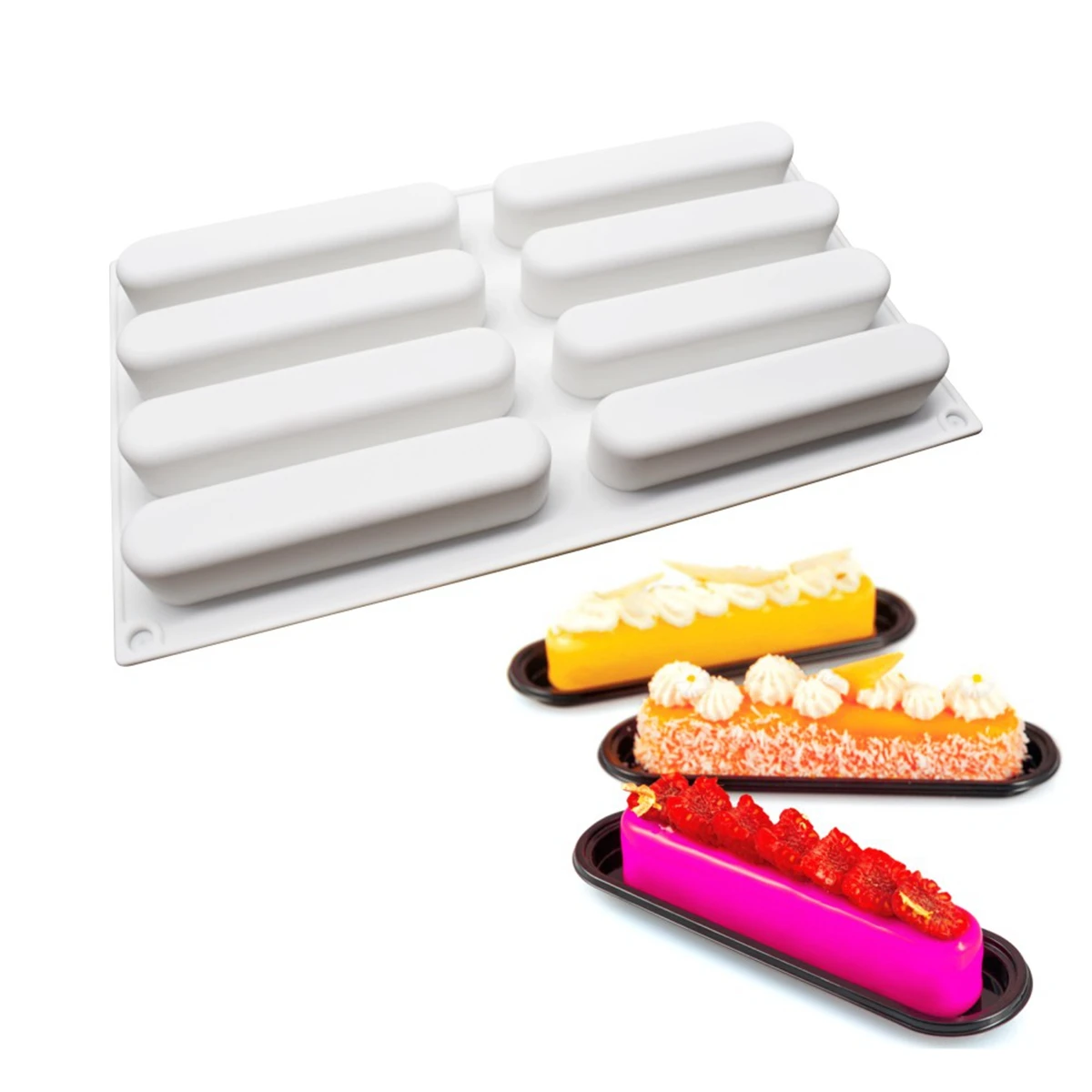 6 Cavities Silicone Cake Molds Moldes De Silicona Bakery Accessories Concave Candy Bar Silicone Molds for Baking Silicone Molds