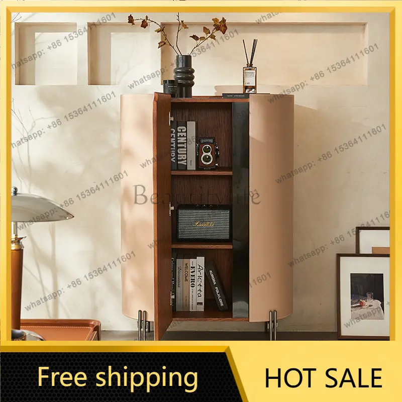 LD Italian minimalist light luxury saddle leather chest bedroom modern minimalist locker