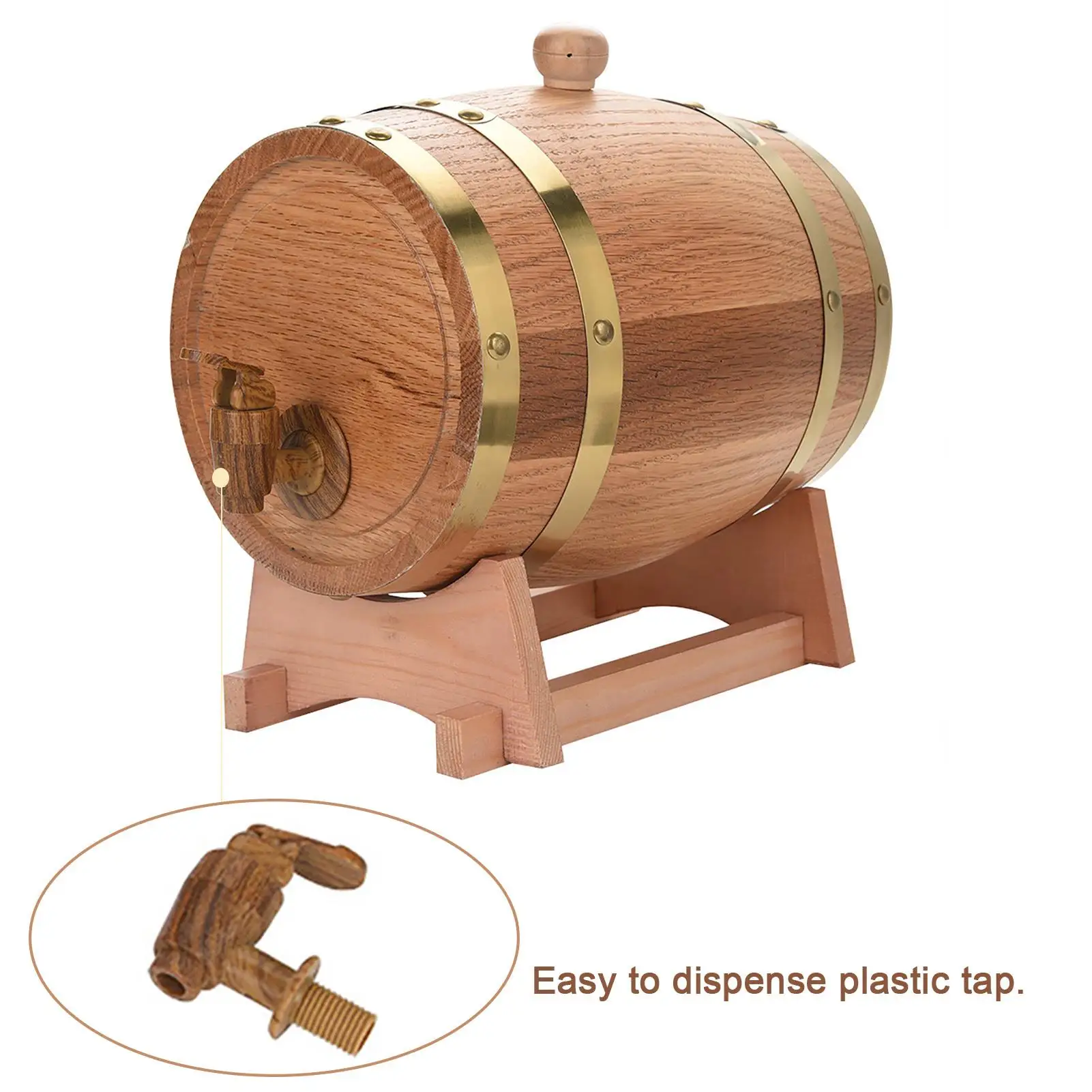 1.5L/3L Decorative Oak Barrel Keg for Beer, Wine, for whiskey , Rum - Perfect for Hotels & Restaurants