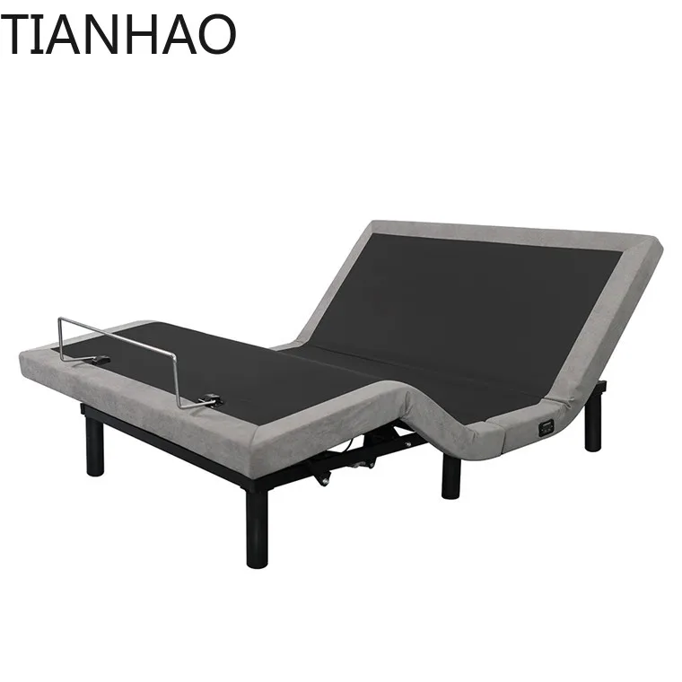 Pronova Bed Frame Motion Electric Adjustable Bed Base, Ergonomic Upholstered King Size Iron Wood Modern Panel Storage Bed Oak