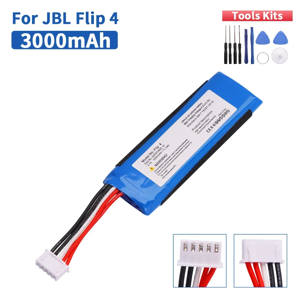 بطارية 3.7 فولت 3000 مللي أمبير في الساعة Flip 4 لاستبدال جديد GSP872693 01 لبطارية JBL Flip 4/Flip 4 إصدار خاص 1-5 قطعة