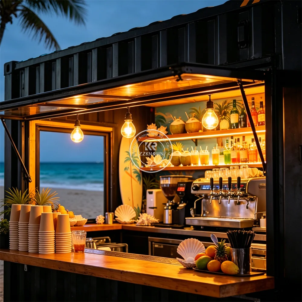 

Street Catering Container Food Truck Mobile Coffee Tea Bar Trailer Expandable Container Bar With Full Equipment
