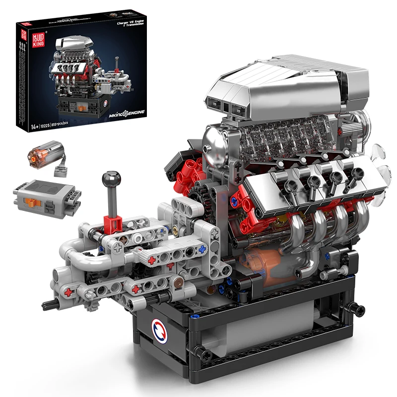 قالب King 10225 ألعاب محرك السيارة التقنية نموذج محرك V8 الآلي + ناقل الحركة بنة الطوب الاطفال هدية الكريسماس #4
