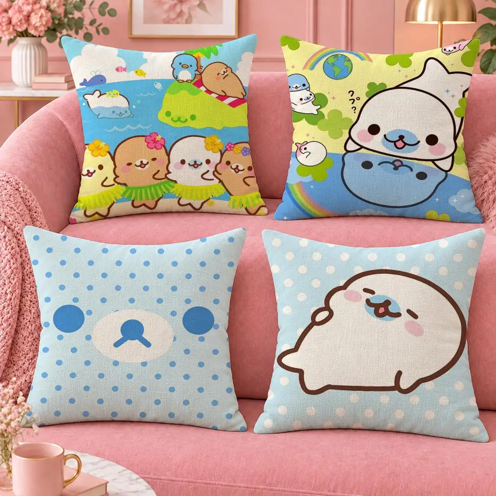 Character Cute Seal Mamegoma Cushion Cover Cute Cartoon Throw Pillow Cover Soft Plush Cushion Cover Sofa Bedroom Home Decor