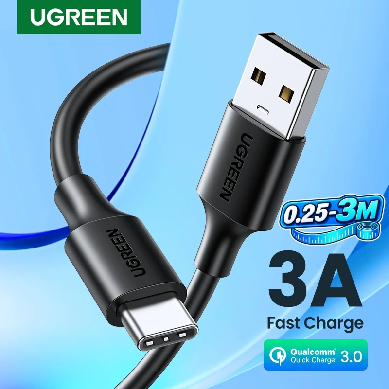 Ugreen cabo usb tipo c 3a para carregamento rápido e download de dados, para o iphone 15, samsung s23, xiaomi 11 pro