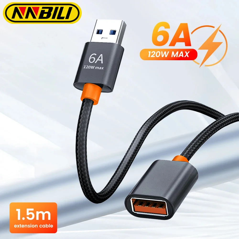 NNBILI 6A USB 3.0/2.0 Extension Cable for Smart Laptop PC TV Xbox One SSD USB Extension Cable Cord Mini Fast Speed Cable