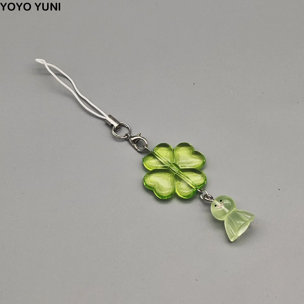 

Ремешок для телефона Sunny Doll, брелок для ключей, ручной работы, шнурок для мобильного телефона, кавайный кулон-клевер для женщин и девушек