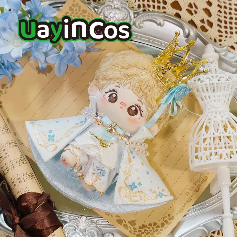 

10cm Doll Clothes White Blue Gorgeous Shirt Vest Tie Pants Cloak Suit Stuffed Plushies Doll Accessories Anime Toy Kids Gifts