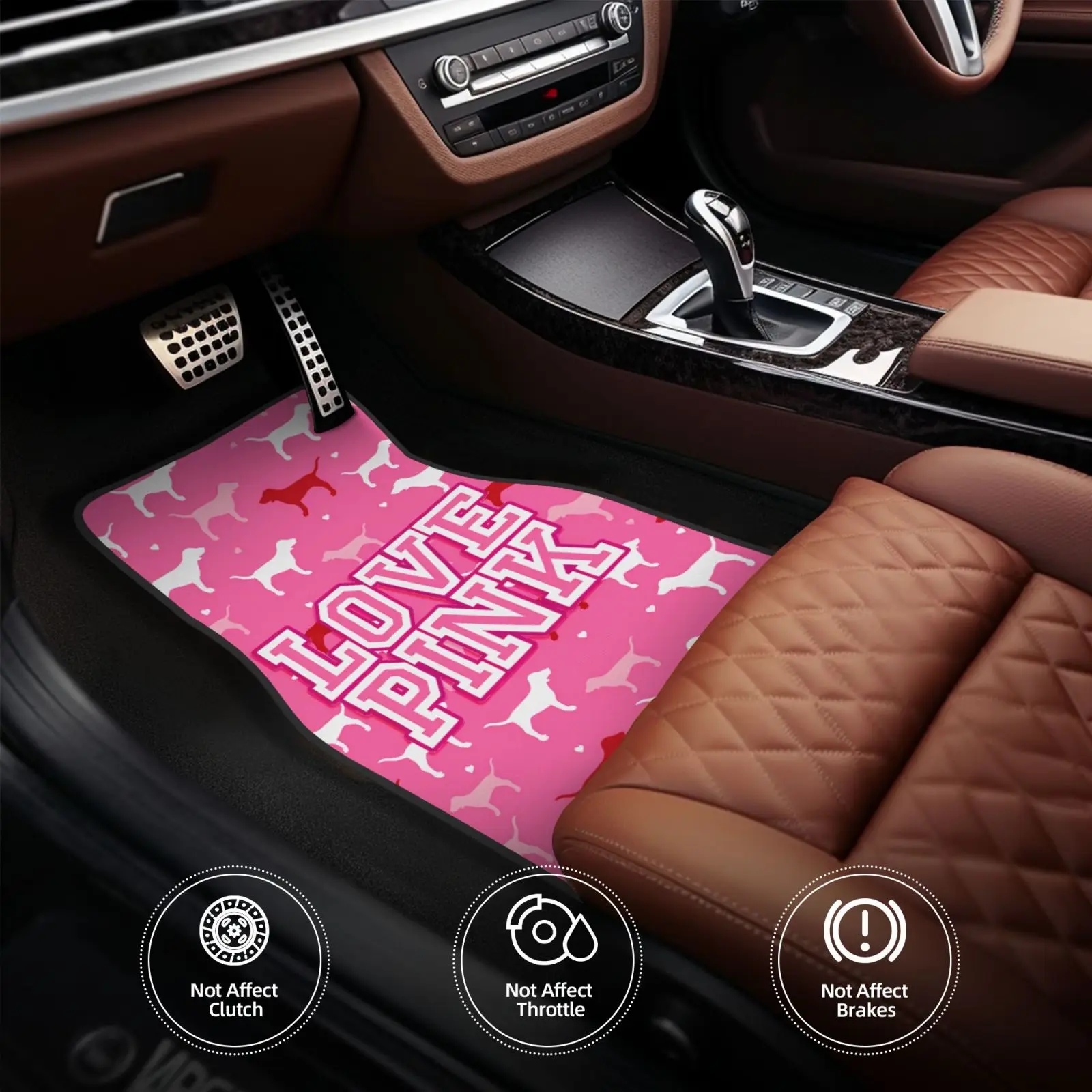 Love Pink Dog Heart Pattern Series Print Car Carpet Four Season Vehicle Carpet Durable Non Slip Full Coverage Mats Easy To Clean view 6