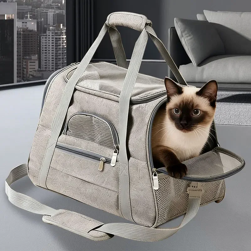 

et Carrier Bag Foldable Small Dog Cat Carrying Out Bags Expansion Pet Travel Bag Mesh Breathable Expansion Crossbody Handbag