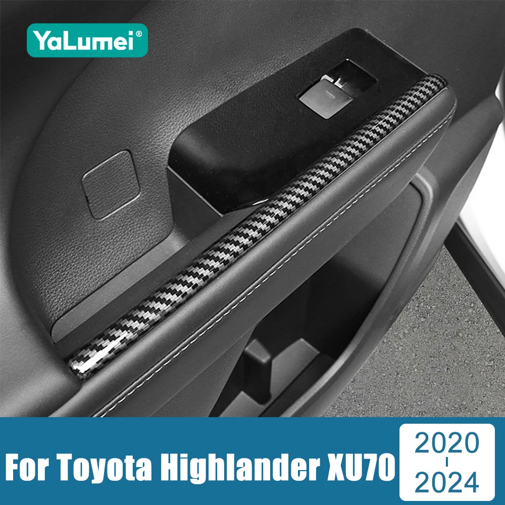 

For Toyota Highlander XU70 2020 2021 2022 2023 2024 ABS Car Door Armrest Panel Window Switch Lift Button Cover Trim Stickers