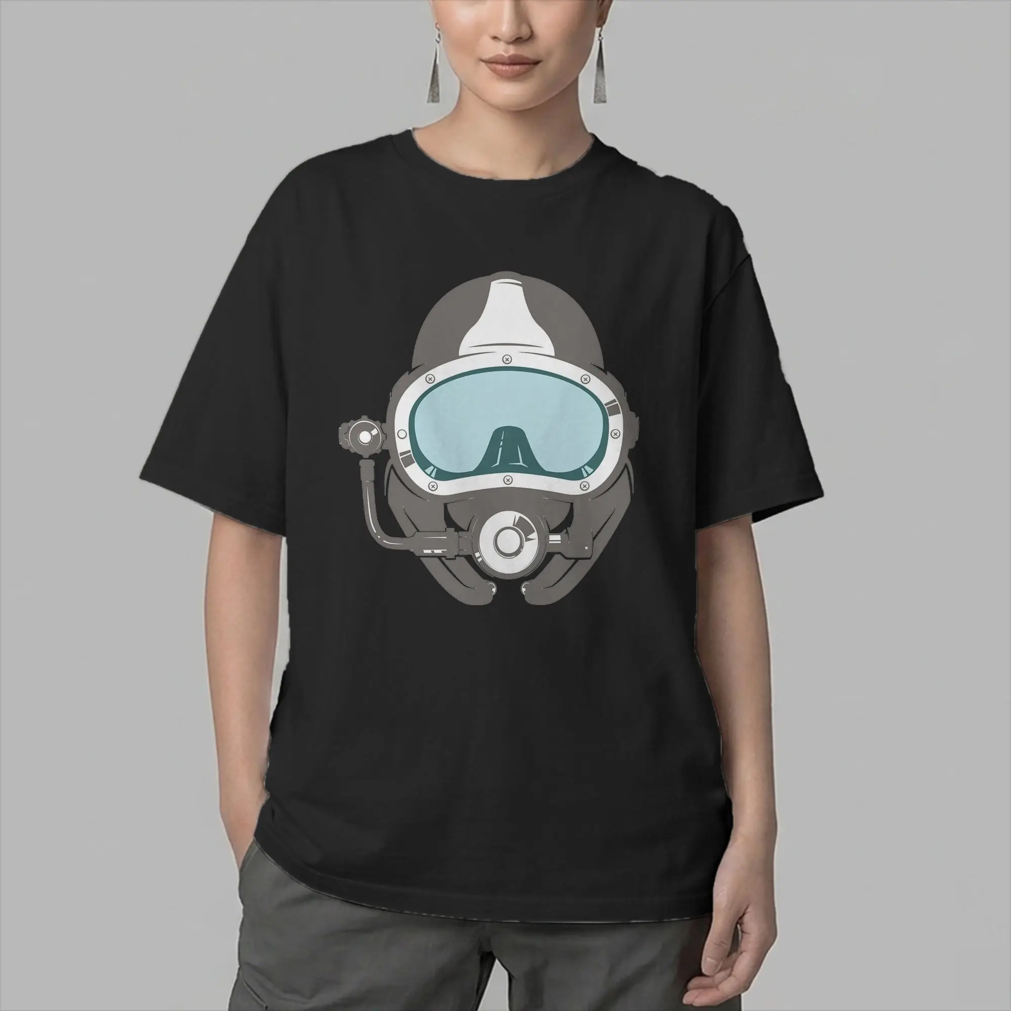 Vintage Scuba Diver Mask Diving T-Shirt Men Round Neck Pure Cotton T Shirt  Short Sleeve Tees 4XL 5XL 6XL Clothes