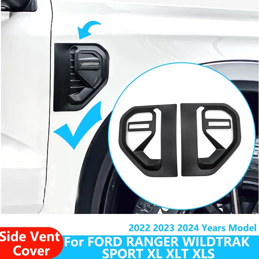 Tampa de ventilação lateral para Ford Ranger T9, Wildtrak SPORT XL XLT XLS 2022 2023 2024 4X4, Acessórios de carro