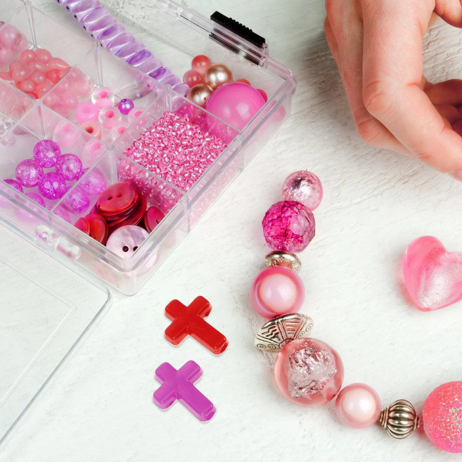 200 قطعة من خرز الصليب الأكريليك المتين عشوائي اللون قلادة قلادة حرفية يدوية مستلزمات صناعة المجوهرات طاقة إيجابية #5