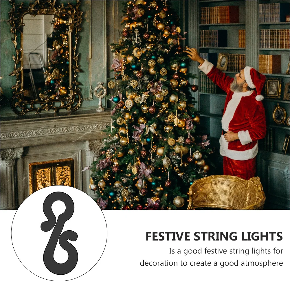 

100Pcs Heavy Duty S Hooks for Gutters Uv Resistant Light Clips Holiday Decorations Outdoor String Light Hangers