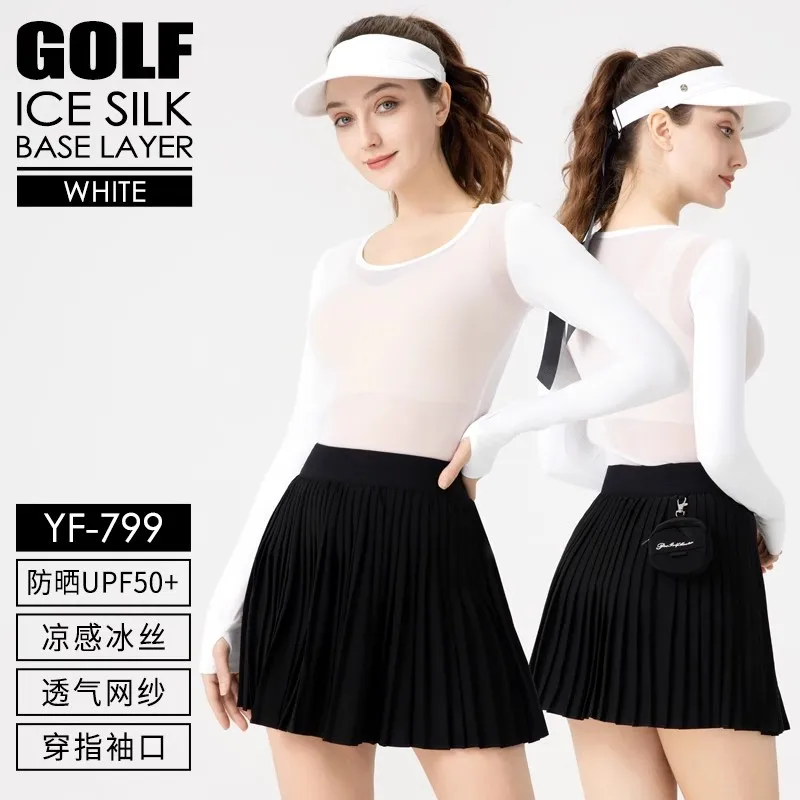 2025 Women Golf Long Sleeve Shirt Summer Ice Silk Sun Protection Top Breathable T Shirt