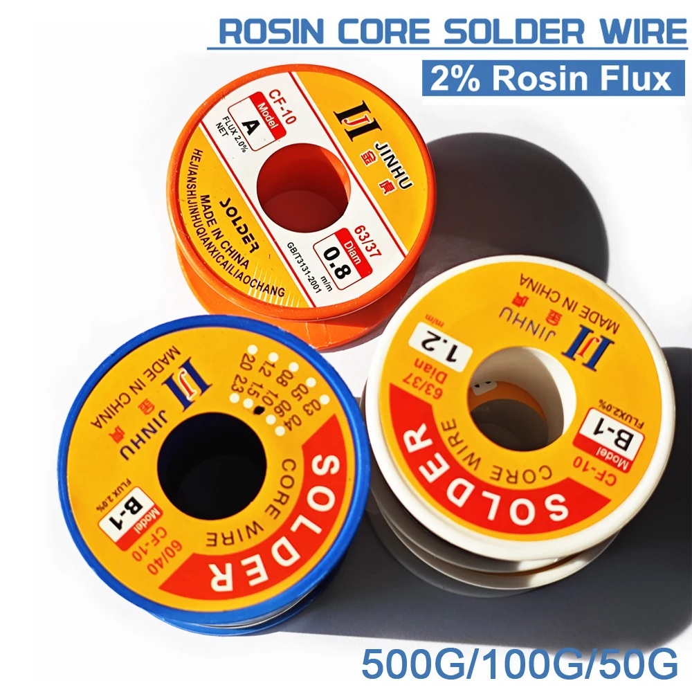 500G/100G/50G CF-10 Solder Wire Tin 0.5/0.6/0.8/1.0/1.2/1.5/2.0mm Roll Clean Rosin Welding Core Soldering Wire Flux Reel Tube