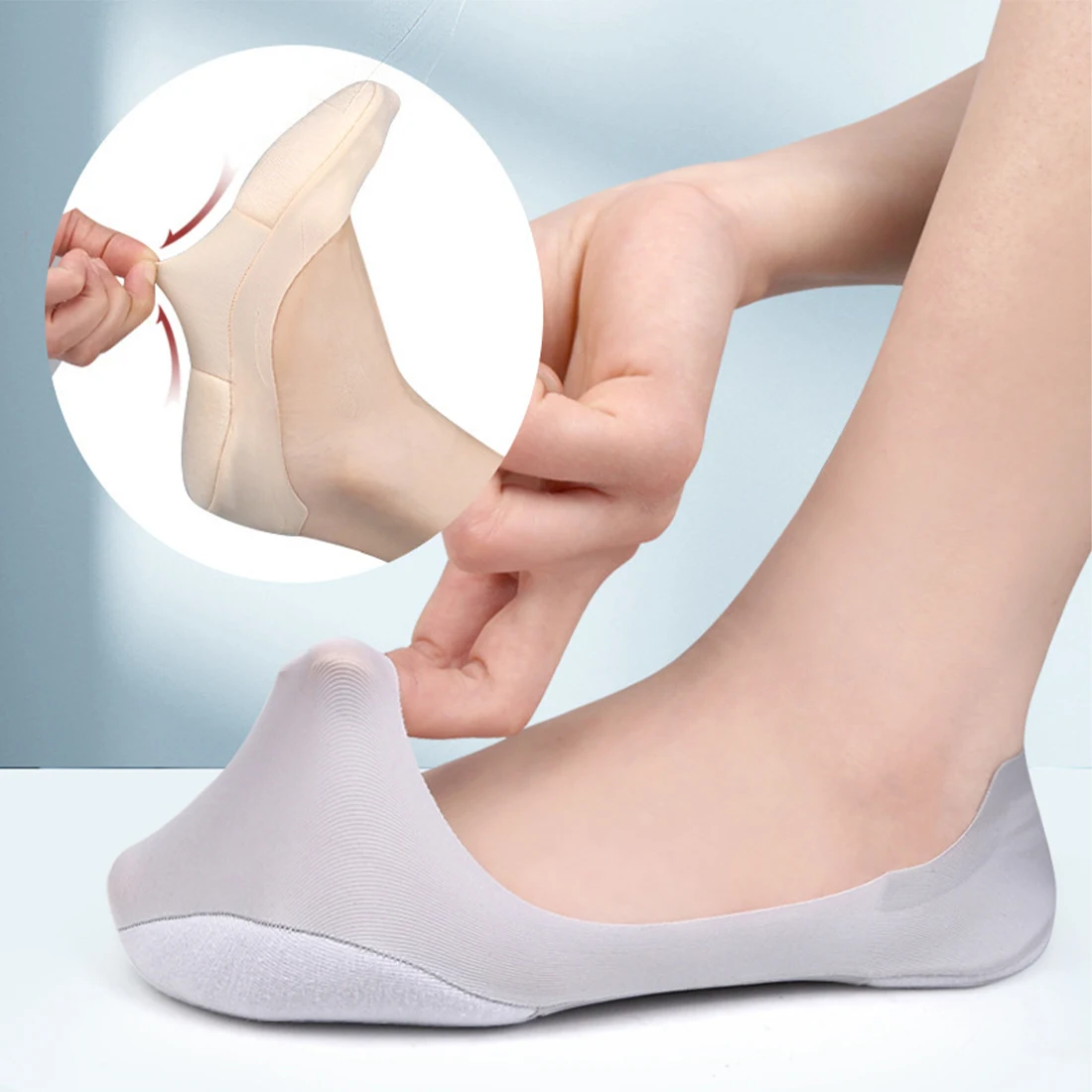Женские стельки, 3D эластичные дышащие поглощающие пот стельки для бега, стельки для невидимой женской обуви, нескользящие носки