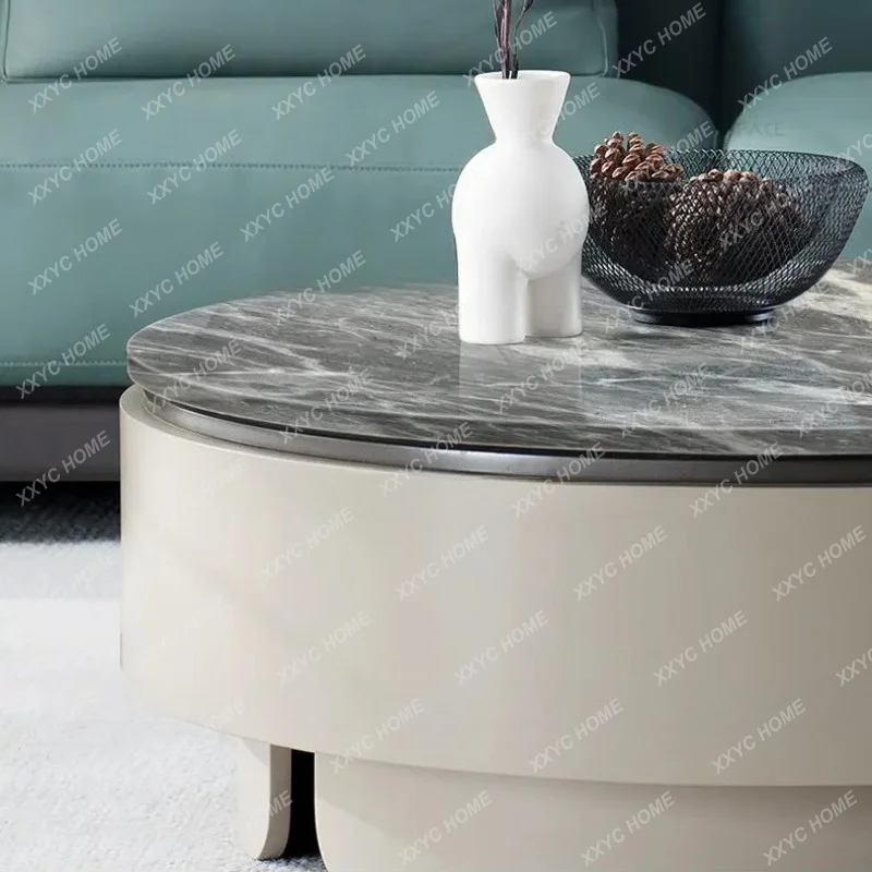 XXminimalist sofa round coffee table, modern minimalist marble surface combination coffee table