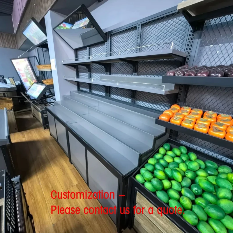 custom.Supermarket Shelves Fruit and Vegetable Rack Display Fruits and Vegetables