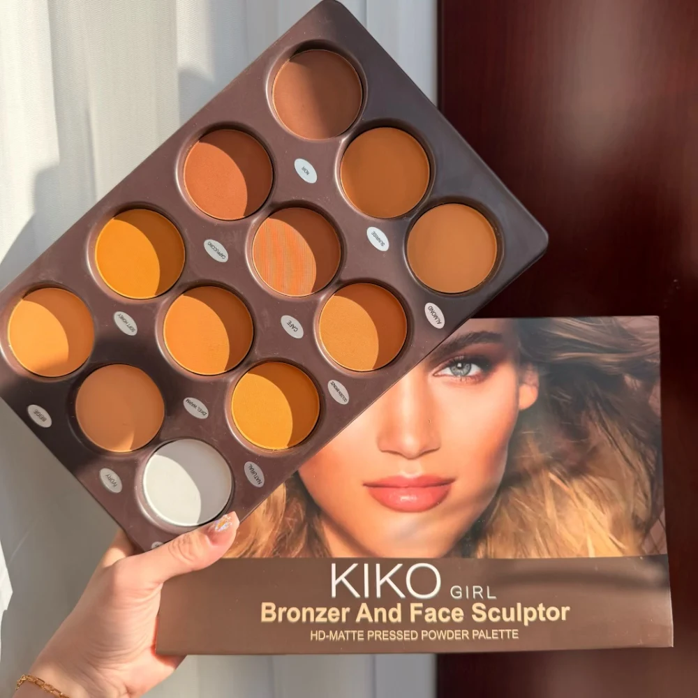 12 สี Kiko Make Up Contour Palette Face BronzerMake Up Highlight Face Sculpting Matte Contour Palette Bronzer Powder