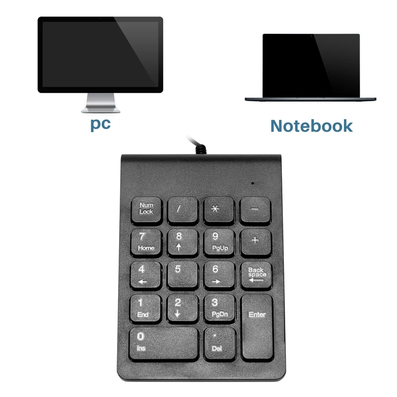 Mini USB Wired Numeric Keypad Numpad 18 Keys Digital Keyboard For Accounting Teller Laptop Windows Android Notebook Tablets PC