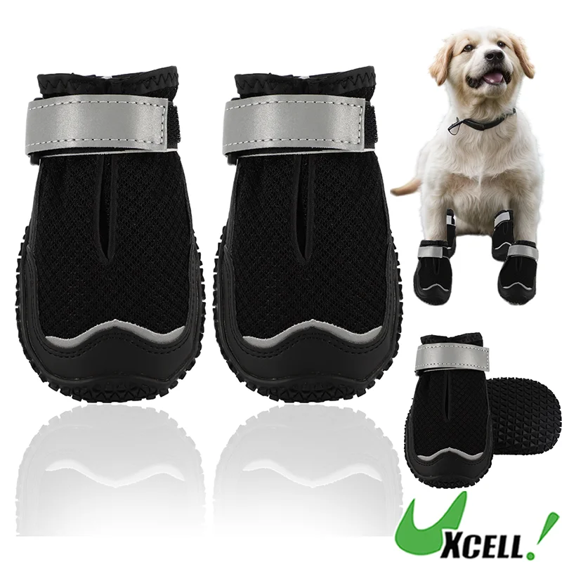 UXCELL 4pcs Fashion Dog Shoes Breathable Dog Boots Paw Protectors Summer Casual Silod Pet Shoes Outdoor Walking Sportwear