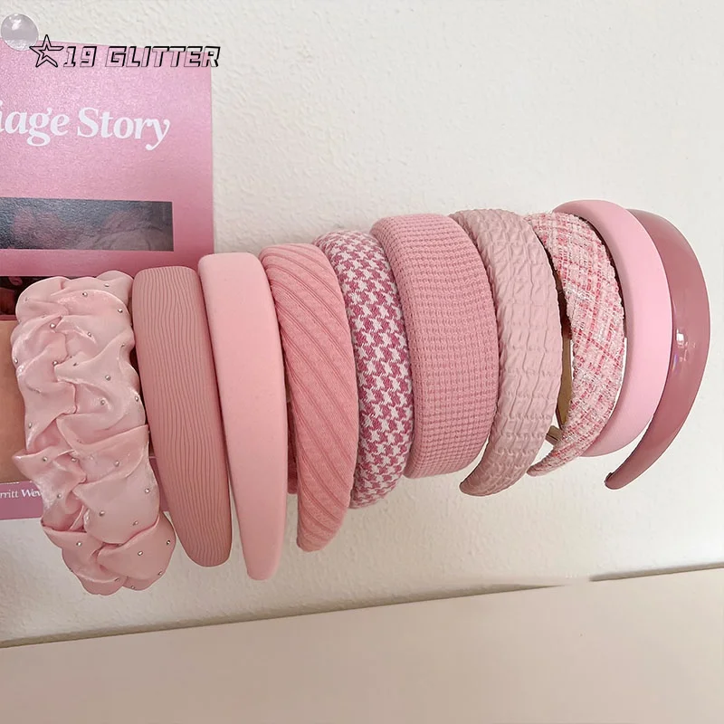 Korean Pink Headband Sweet Girl Wide Hair Band Elegant Fashion Hair Accessories