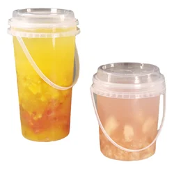 Plastic Cups with Lids  Large Capacity 700ml/1000ml Bucket Portable Milk Tea Cup Clear Cups with Lids and Straws Can Be Reused