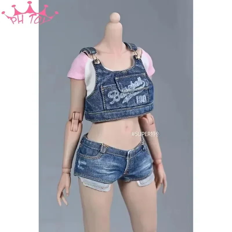 1/6 Scale หญิงล้าง DENIM เสื้อกั๊กขาทหารสําหรับ 12 "Action Figure Body