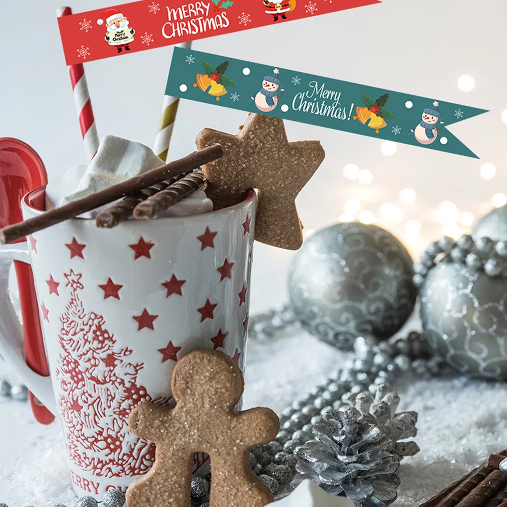 

1Set Christmas Sticker Xmas Straw Sticker Decorative for Party DIY Greeting Cards Envelopes Scrapbooks Candy Bags