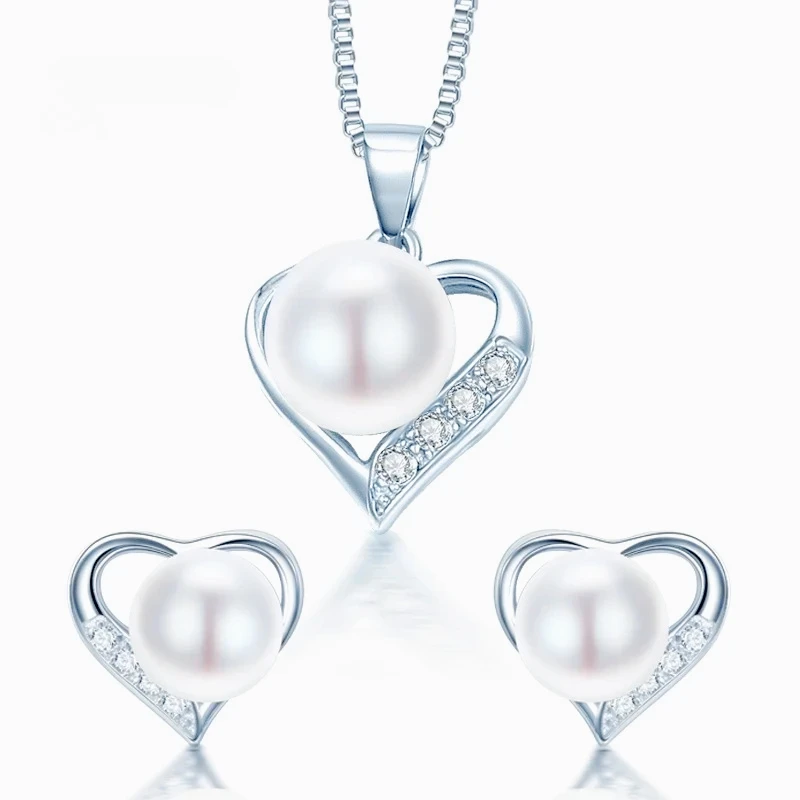 

Hengsheng Romantic Heart Sterling Silver Jewelry Set Pendant Necklace & Earring For Women Girl Friend Wife Valentine's Day Gift