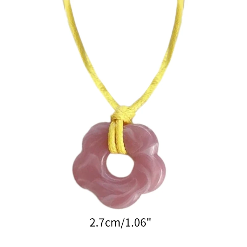 Dopamine Acrylic Flower Pendant Necklace Hollowed-Out Flower Choker Beautiful Neck Jewelry for Casual or Formal Event Dropship