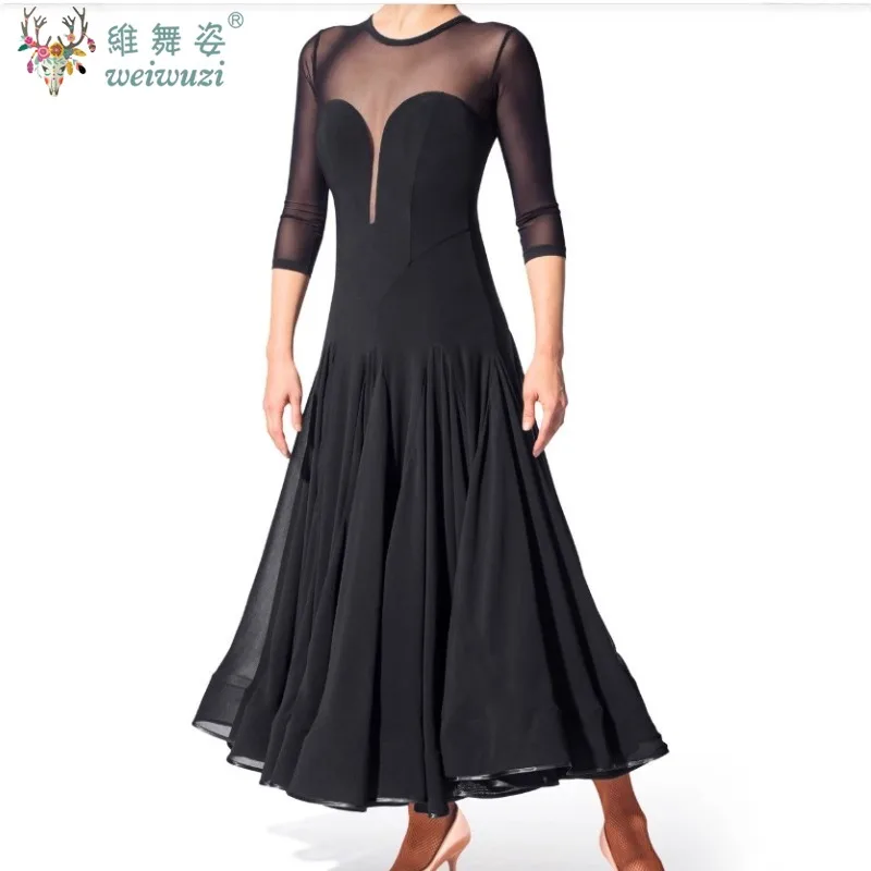 

Ballroom Dancing Performance Costume Crystal Cotton Long Sleeves Sexy Fishtail Dresses Waltz Modern Dance Competition Clothing