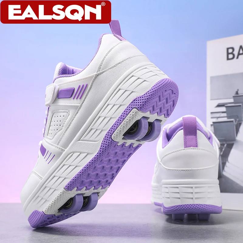 Ultra-Light 4-Wheel Detachable Roller Skates for Kids Outdoor Casual Sneakers for Boys & Girls Sport Entertainment Size 29-40