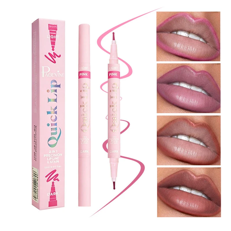 Double Head Luxury Matte Lip Liner Long-Lasting Smooth Application for Perfect Outline & Filling Nude Fine Round End Lip Liner