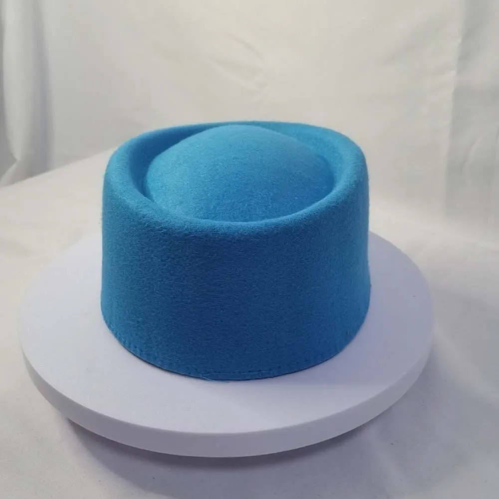 Vintage Looking Pillbox Hat French Style Dome Airline Stewardess Caps Solid Color Versatile Woolen Top Hat Live Show