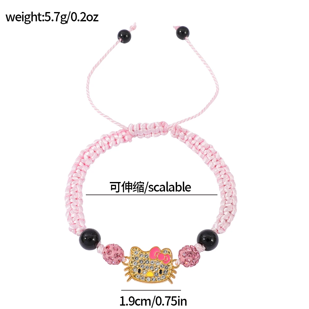 Sanrio Hello Kitty Bracelet, Teenage Girls Trend Study, Woven Hand Rope, Cute Cartoon Character Woven Bracelet, Christmas Gift