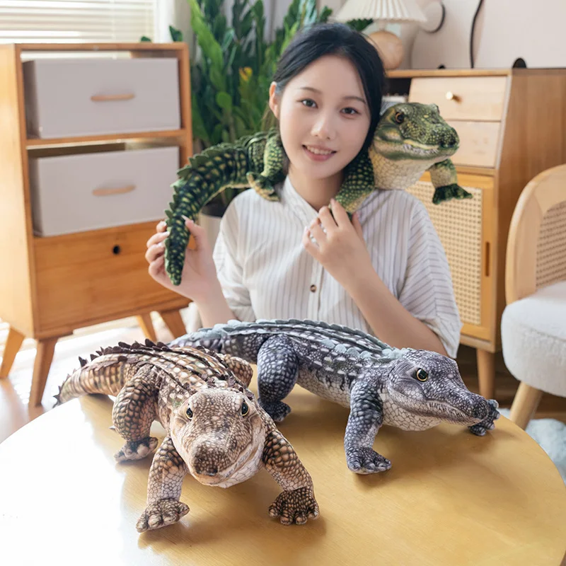 Cute Long Crocodile Plush Doll Pillow Realistic Reptile Brown/Green Soft Toy Home Decor Birthday Gift for Boys