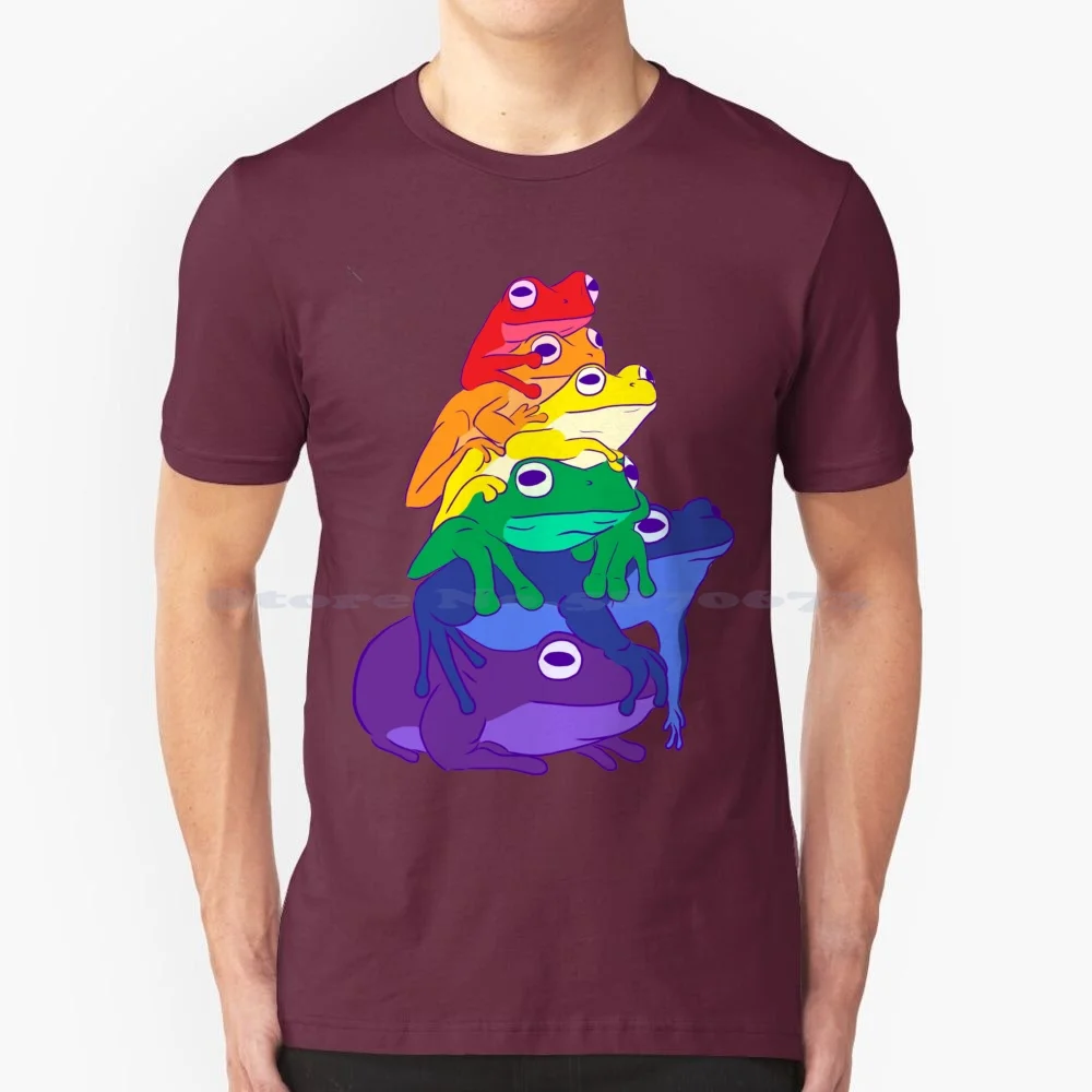 Gay Pride Frog Stack T Shirt 100% Cotton Tee Frog Stack Frog Pile Gay Frogs Lgbtq Pride Month Gay Pride Rainbow