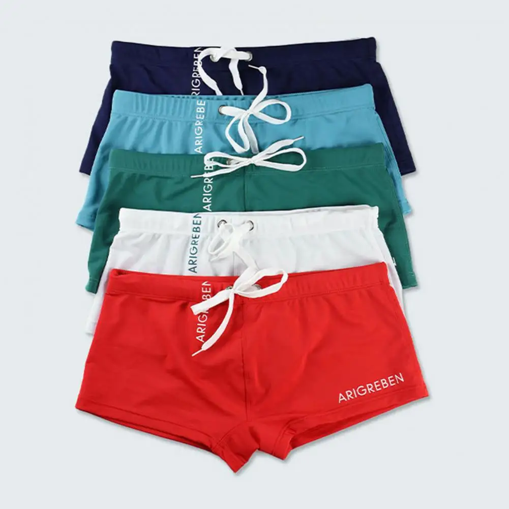 Short de bain pour homme, taille élastique, slim, U convexe, taille moyenne, boxer, surf, sports nautiques