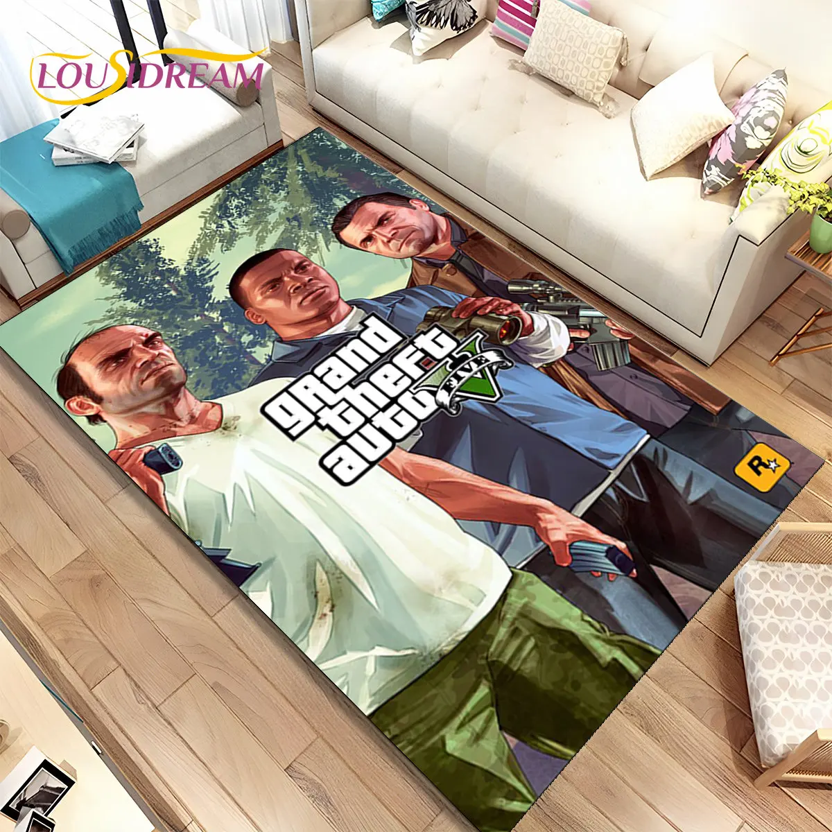 Grand Theft Auto GTA Game Gamer Area Rug,Carpet Rug for Home Living Room Bedroom Sofa Doormat Decor,Kids play Non-slip Floor Mat