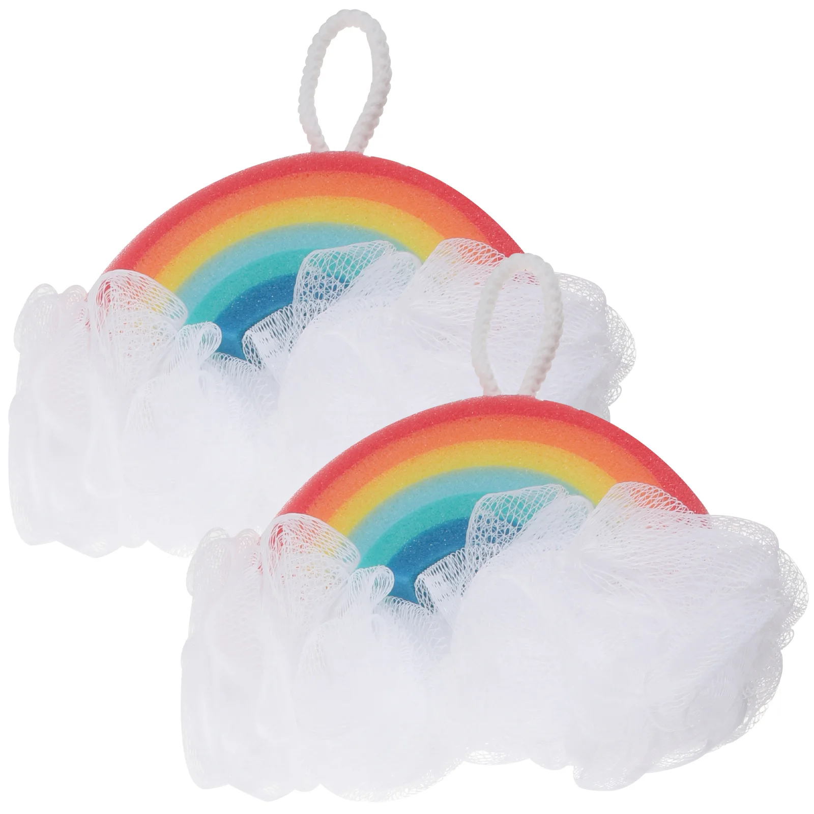 

2pcs Children Soft Rainbow Baby Body Scrubber Shower Shower Sponge Sponges Kids Exfoliating Body Scrubber Bath Tools