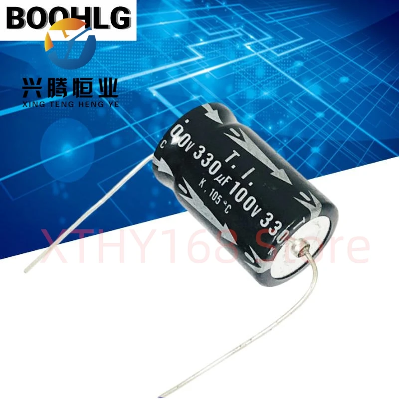 

5PCS horizontal axial polarized filter electrolytic capacitor 100v 330uf 16X25mm