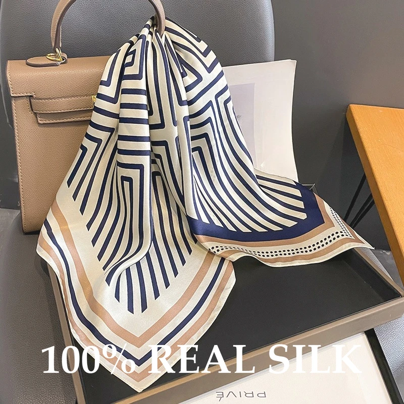 

Шарф из 100% натурального шелка, модный женский маленький шейный платок, женская бандана, шарфы для женщин, хиджаб, шаль, квадратный платок на голову