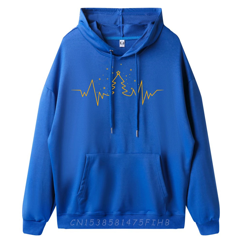 Christmas Tree Heartbeat Funny for Xmas Lovers White Hoodies Men Couples Streetwear Men Vintage