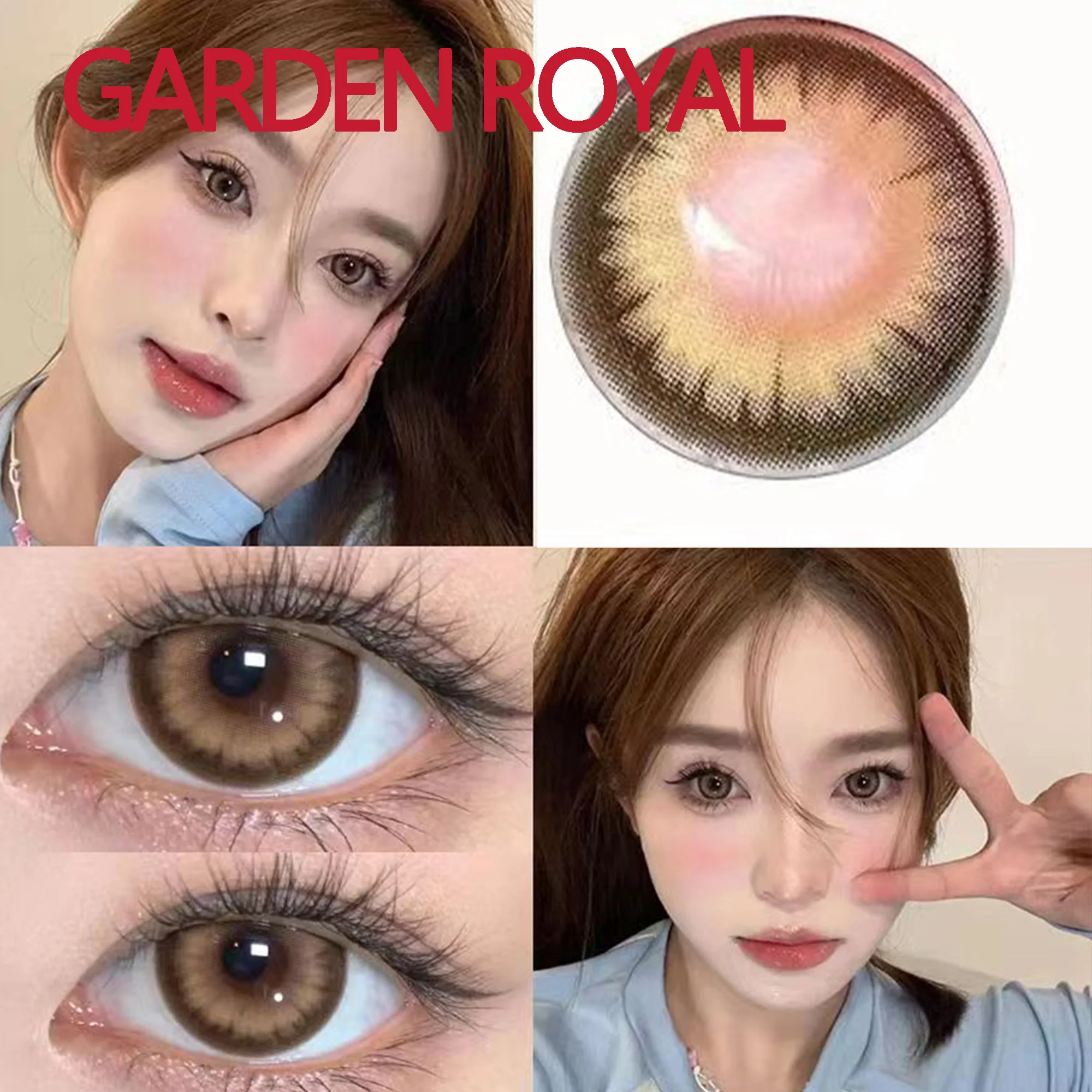 Coslens Brown Cosmetic 14.50mm Dolly Eye Contacts Lenses with Power Anime Eyewear Accessories lentes de contacto Garden Royal