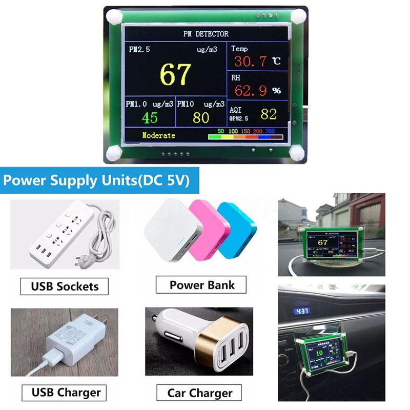 Hot TTKK 2.8Inch High Rate Digital Car PM2.5 Air Quality Detector Tester Meter Home Gas Monitor Temperature And Humidity Detecto