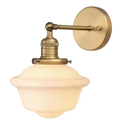Permo Vintage Wall Sconce Lamp with Milk White Glass Shade, Rustic Style Bathroom Wall Vanity for Living Room Bedroom Kitchen